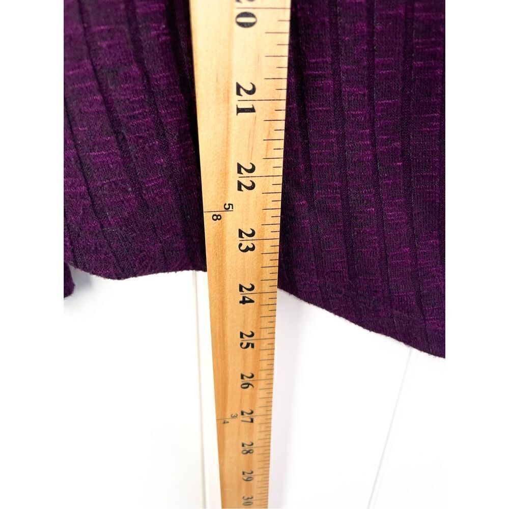 Michael Stars Ribbed Purple Long Sleeve Ruched Side Top OS - Picture 3 of 8